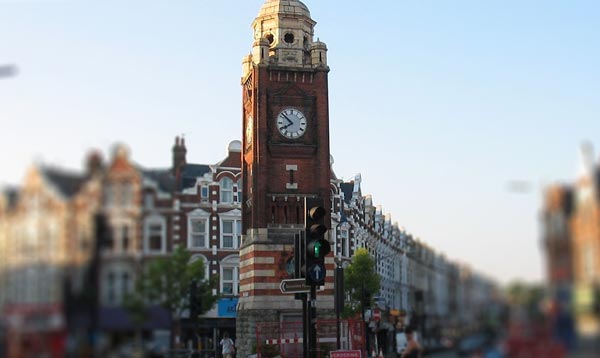 Crouch End Clock-tower and shops